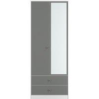 Ready Assembled 2 U Stowe Tall 2 Door 2drw Mirrored Wardrobe (Ready Assembled) in Mid Grey