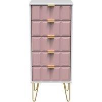 Ready Assembled 2 U Metro 5 Drawer Tall Bedside (Ready Assembled) in Dusty Pink