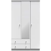 Ready Assembled 2 U Newlyn Triple Mirror Wardrobe with 2 Drawers (Ready Assembled) in White
