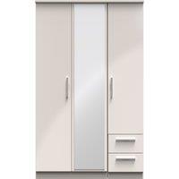 Ready Assembled 2 U Windsor Triple Mirror + Drawer Wardrobe (Ready Assembled) in Taupe