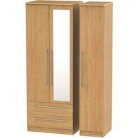 Ready Assembled 2 U Carlton Triple Mirror Wardrobe with 2 Drawers (Ready Assembled) in Natural