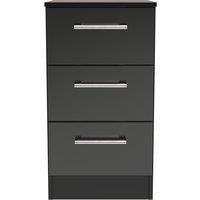 Ready Assembled 2 U Cornwall 3 Drawer Bedside Cabinet (Ready Assembled) in Black