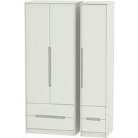 Ready Assembled 2 U Bristol Tall Triple 2 Drawer + Drawer Wardrobe (Ready Assembled) in Taupe