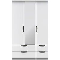Ready Assembled 2 U Holborn Triple 2 Drawer Mirror + Drawer Wardrobe (Ready Assembled) in White