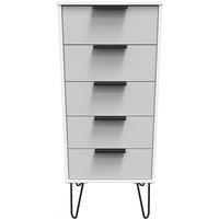 Ready Assembled 2 U Fuji 5 Drawer Tall Bedside (Ready Assembled) in Light Grey