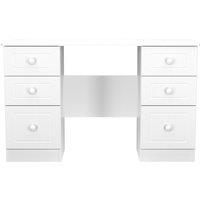 Ready Assembled 2 U Lancaster 6 Drawer Kneehole Desk (Ready Assembled) in White