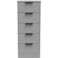 Ready Assembled 2 U Denver 5 Drawer Tall Bedside (Ready Assembled) in Grey