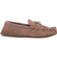 Mokkers Men's Bruce Real Suede Moccasin Slippers in Taupe | Size: 11
