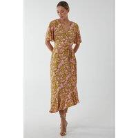 Blue Vanilla Men's Ruffle Wrap Midi Dress in Lime | Size: 10