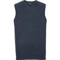 Russell Collection Men's Cotton Acrylic V Neck Sleeveless Sweatshirt in Navy | Size: 2XS