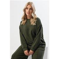 Yours Women's Crew Neck Sweatshirt in Dark Green | Size: 16