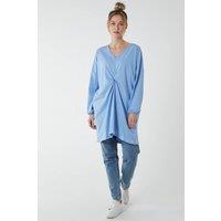 Blue Vanilla Women's Twist Front Cotton Tunic With Side Pocket in Blue