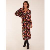 Blue Vanilla Women's Wrap Batwing Midi Dress With Side Split in Black | Size: Small