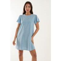 Blue Vanilla Women's Embroidered Mini Dress in Blue | Size: Small