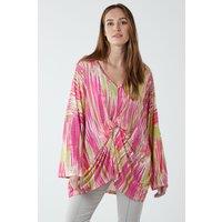 Blue Vanilla Women's Twist Front Abstract Print Long Sleeve Top in Fuchsia