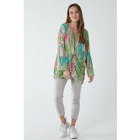 Blue Vanilla Women's Twist Front Abstract Print Long Sleeve Top in Green
