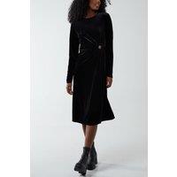 Blue Vanilla Women's High Neck With Keyhole Detail & Long Sleeve Dress in Black | Size: 10