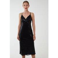 Blue Vanilla Women's Wrap Front Cami Midi Dress in Black | Size: 8