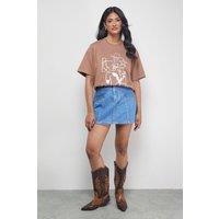 Warehouse Women's Tony Two Tone Denim Mini Skirt in Vintage Wash | Size: 10