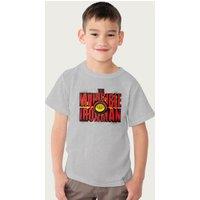Iron Man Marvel The Invincible Chest Piece Text Marvel T-Shirt in Mid Grey | Size: 9-11 Years