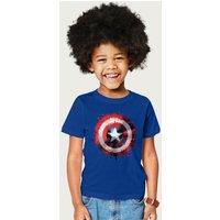 Captain America Marvel Shield Paint Splat Avengers T-Shirt in Royal | Size: 7-8 Years