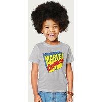 Marvel Comics 1990s 3D Perspective Logo T-Shirt in Mid Grey | Size: 5-6 Years