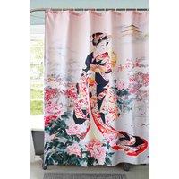 Neel Blue Woman Art Printed Bathroom Shower Curtain, Polyester Fabric Water Resistant | Size: 180 cm width x 200 cm drop