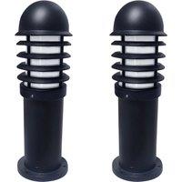 First Choice Lighting Set of 2 Mason - Black Louvred 475mm Post Lights
