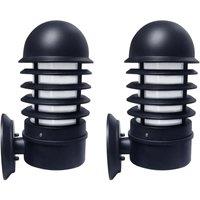 First Choice Lighting Set of 2 Mason - Black Louvred Outdoor Wall Lights