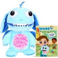 Furry Planet Toys Marvin Worry Yummy 15" & Book in Blue | Size: Large