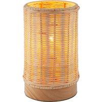 Happy Homewares Traditional Natural Woven Rattan Table Lamp with Rubber Wood Base in Brown