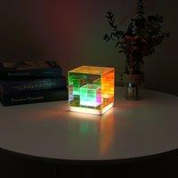 Obasyhig Acrylic 3D Colorful Cube & Triangle Night Light with 16 Colors | Size: 20 inches