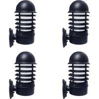 First Choice Lighting Set of 4 Mason - Black Louvred Outdoor Wall Lights