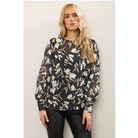 Long Tall Sally Women's Tall Floral Sheer Blouse in Black | Size: 10