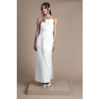 Coast Women's Strapless Oversized Bow & Twist Waist Detail Column Maxi Wedding Dress in White | Size: 10