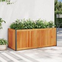 Berkfield Home Garden Planter 110x45x44 cm Solid Wood Acacia & Steel in Brown | Size: 110 x 45 x 44 cm