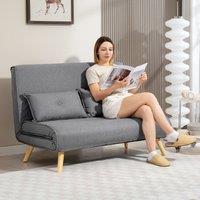HOMCOM Click Clack Sofa Bed, 2 Seater Bed Settee for Living Room in Grey