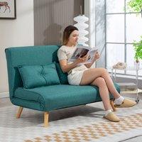HOMCOM Click Clack Sofa Bed, 2 Seater Bed Settee for Living Room in Green