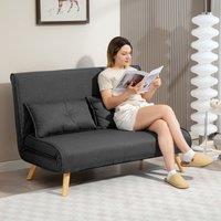 HOMCOM Click Clack Sofa Bed, 2 Seater Bed Settee for Living Room in Dark Grey