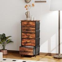 HOMCOM Fabric Chest of Drawers, Drawer Dresser for Bedroom in Brown | Size: Small