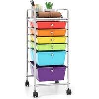 Gymax 6-Drawer Metal Organizer Cart Mobile Rolling Utility Storage Trolley