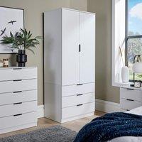 Home Source Phoenix Wardrobe 2 Door 3 Drawer Bedroom Clothing Storage Inner Shelf in White