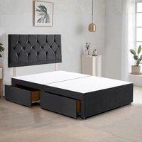 Bed Time UK Ziggy Plush Divan Bed Frame with 2 Drawers & 20 Headboard in Black | Size: Small Double