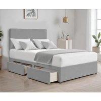 Bed Time UK Suede Divan Bed with 2 Drawers, 20 Plain Headboard & Memory Mattress in Grey | Size: Single