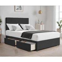 Bed Time UK Plush Divan Bed with 2 Drawers, 20 Plain Headboard & Memory Mattress in Black | Size: Single