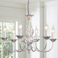 Silver Vintage Iron Chandelier,6 Lights Farmhouse Pendant Light