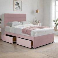 Bed Time UK Cosy Plush Divan Bed with Mattress, Drawers & 20 Headboard in Pink | Size: Single