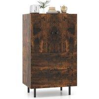 Gymax Sideboard Buffet Cabinet 2-Door Serving Cupboard with Drawers in Brown