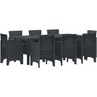 Berkfield Home 9 Piece Garden Dining Set with Cushions Anthracite Poly Rattan