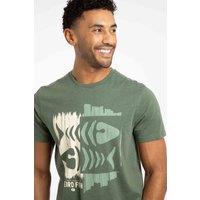 Weird Fish Men's Double Fish Front Print Graphic T-Shirt in Dark Green | Size: 4XL